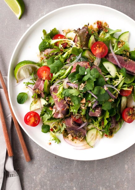 Planked Mustard Beef With Italian Parsley Salad