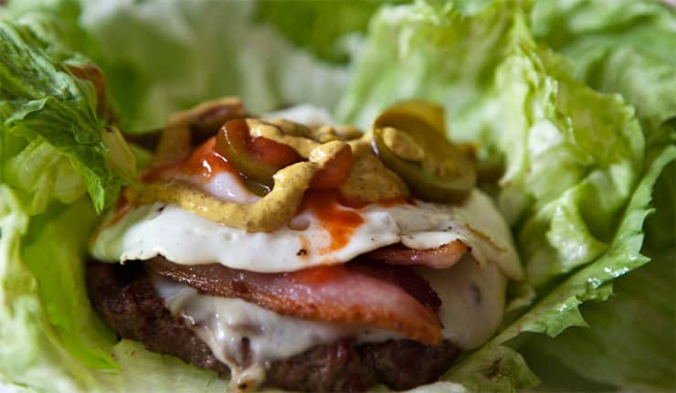 Burger with lettuce wrap