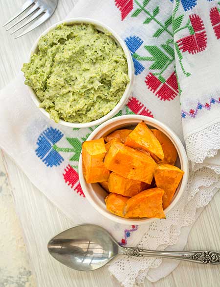 Roasted Sweet Potato with Green Dip
