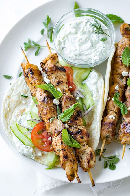 Moroccan-Spiced Chicken Kabobs with Whipped Feta Sauce