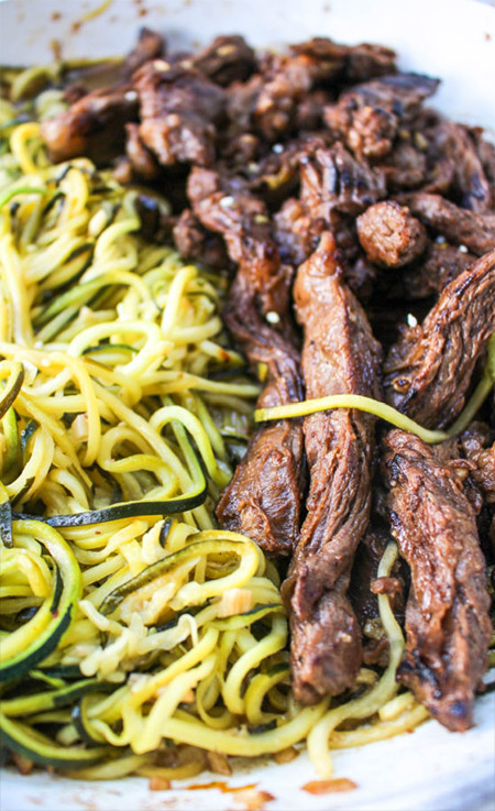myWW Freestyle Hack Recipes: One Pan Steak and Garlic Zoodles