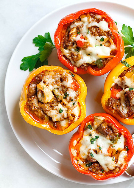 myWW Freestyle Hack Recipes: Philly Cheesesteak Stuffed Peppers